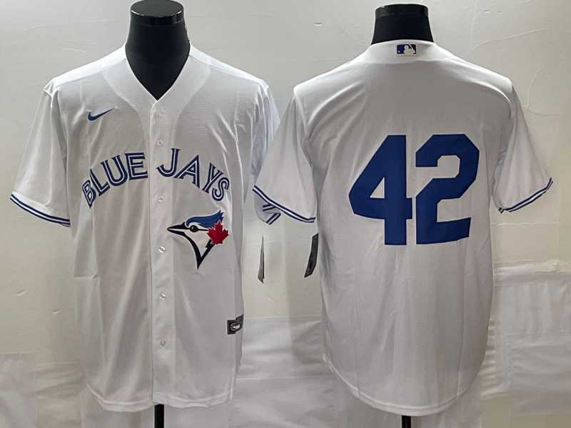 Men%27s Toronto Blue Jays #42 Jackie Robinson White Cool Base Stitched Jersey